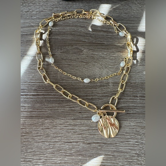 Gold and Pearl Layered Necklace A1532 - Picture 3 of 5